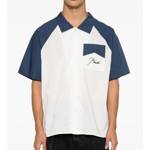 Rhude Navy and White Casual Button Down Shirt